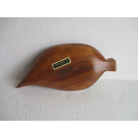 *Monkey Pod Wood Serving Dish Leaf Shape 2 Compartment Candy Nuts - Philippines - Picture 3 of 6